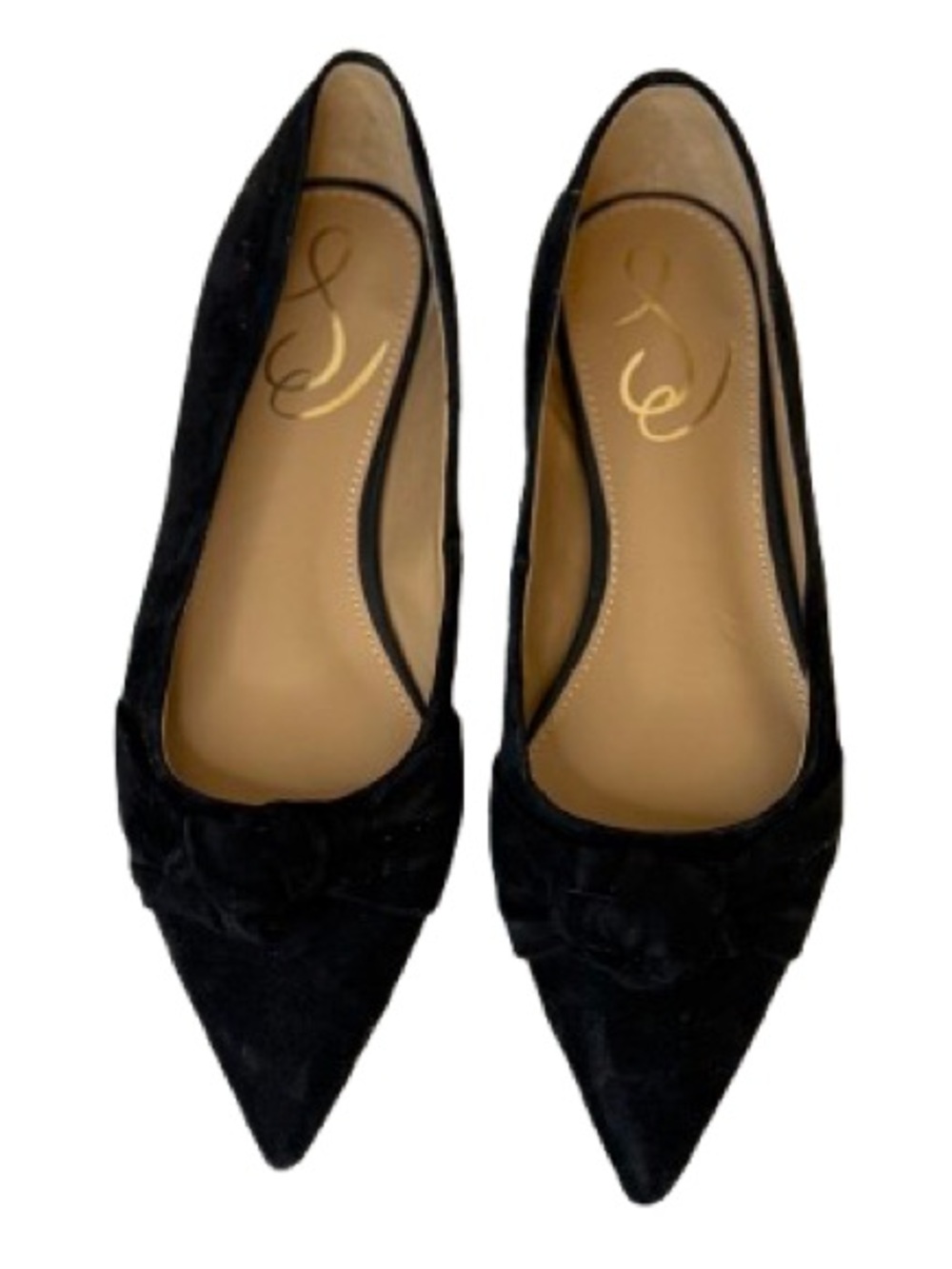 Sam Edelman Women’s Black Suede Pointed Toe Flats Bow Detail Size 6 NWOB Classic